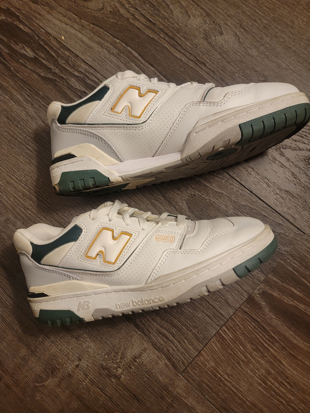 New Balance Kids 550 White Green Accent Sneakers